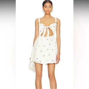 Eden Mini Dress in Ivory & Pink